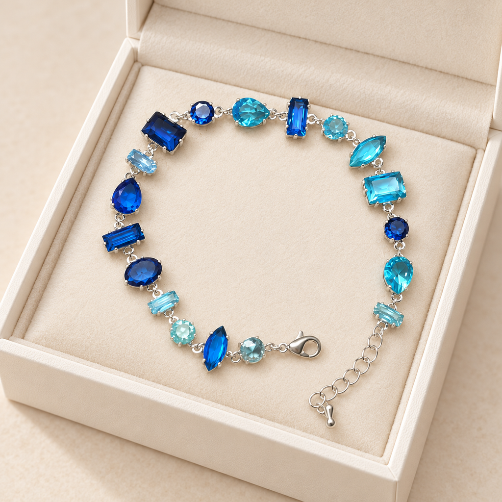 Ocean Blue Mixed-Cut Crystal Bracelet