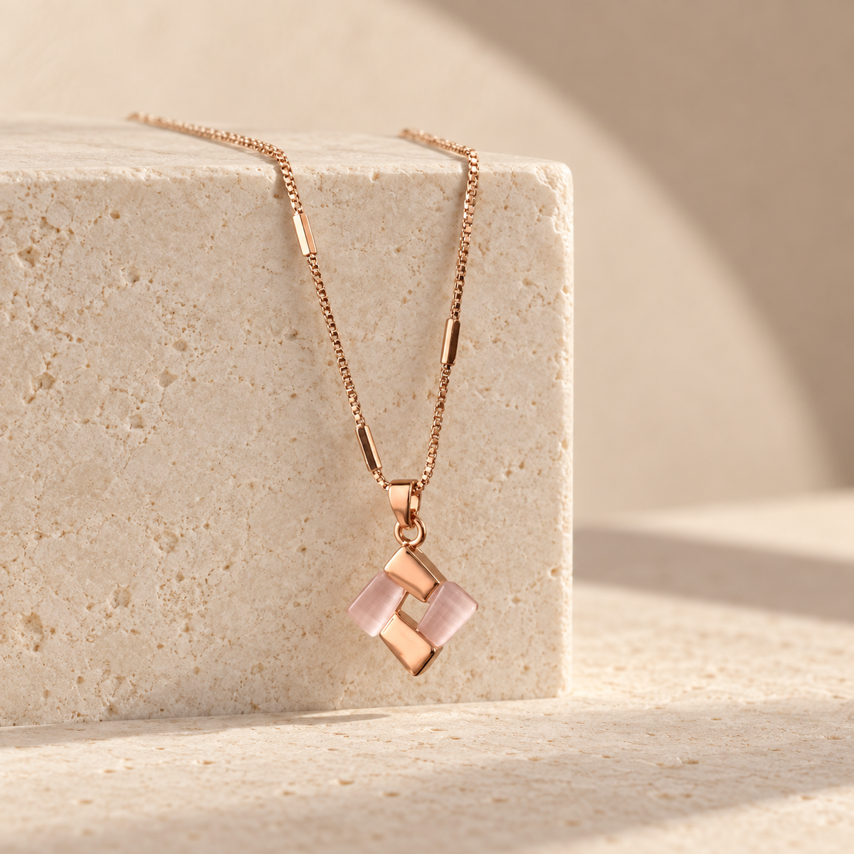 Rosé Geometric Pendant Necklace