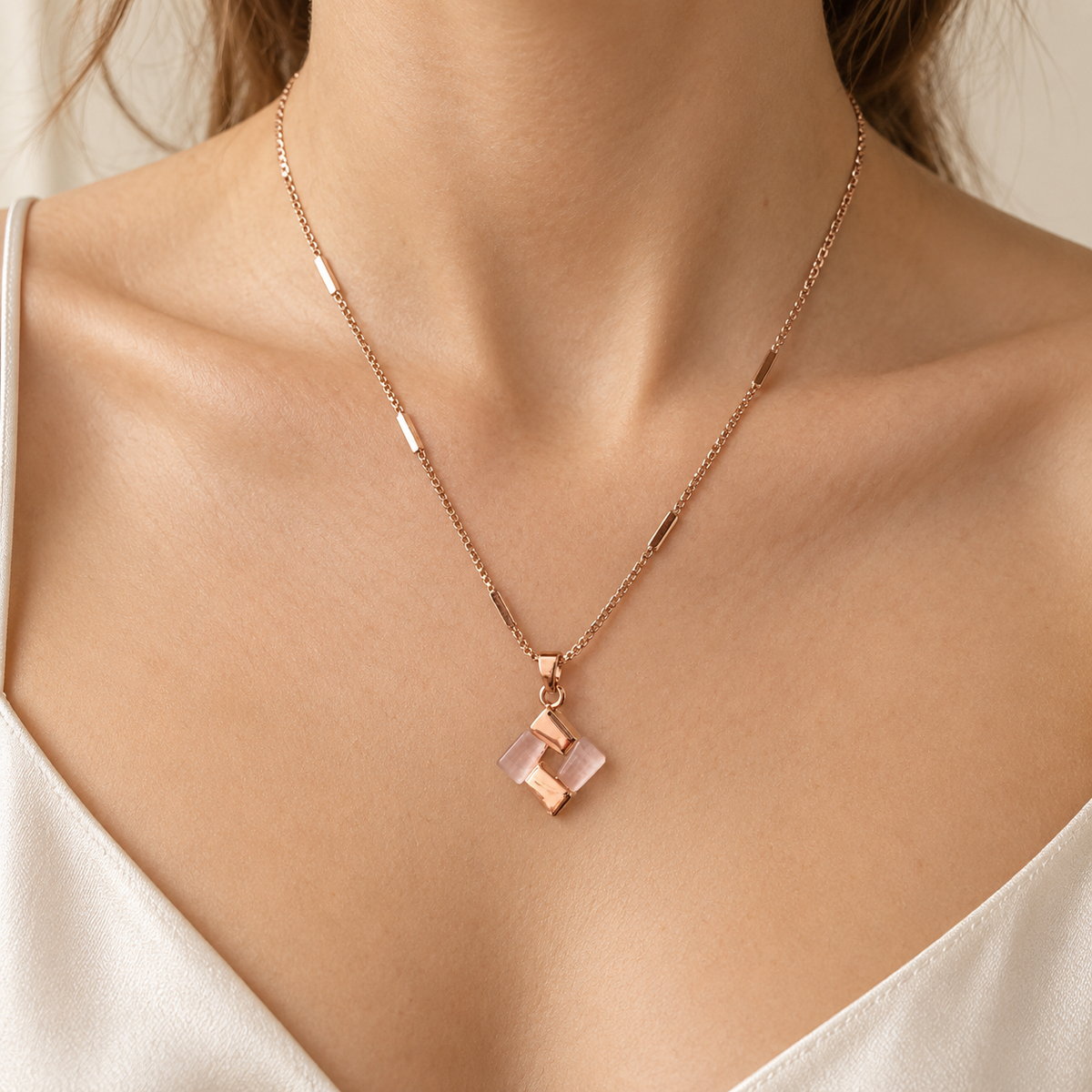 Rosé Geometric Pendant Necklace