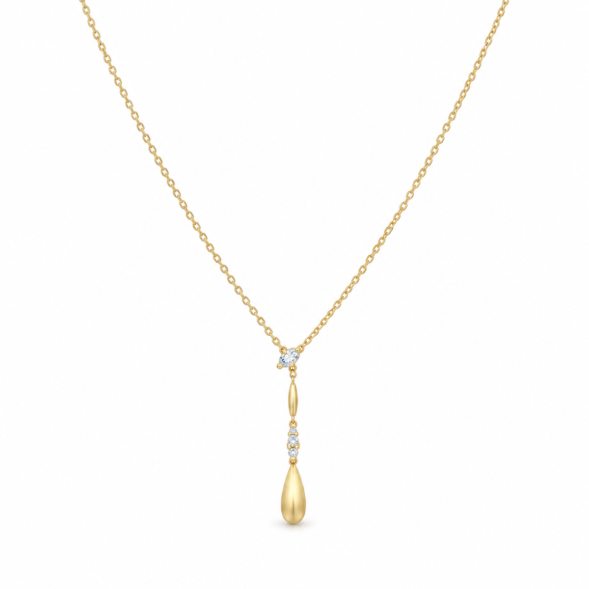 Minimalist Floating Teardrop Crystal Y Necklace