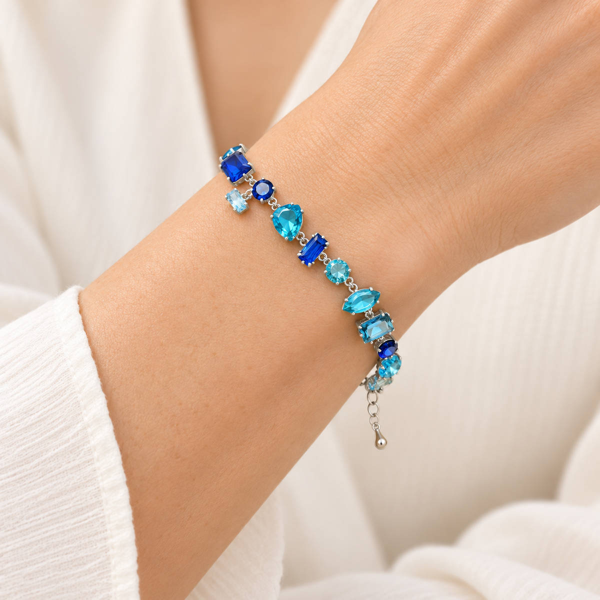 Ocean Blue Mixed-Cut Crystal Bracelet