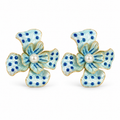Azure Blue Floral Pearl Statement Earrings