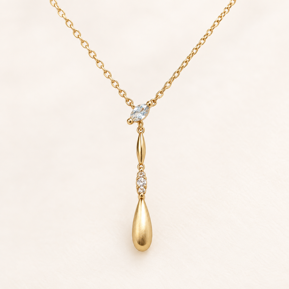 Minimalist Floating Teardrop Crystal Y Necklace