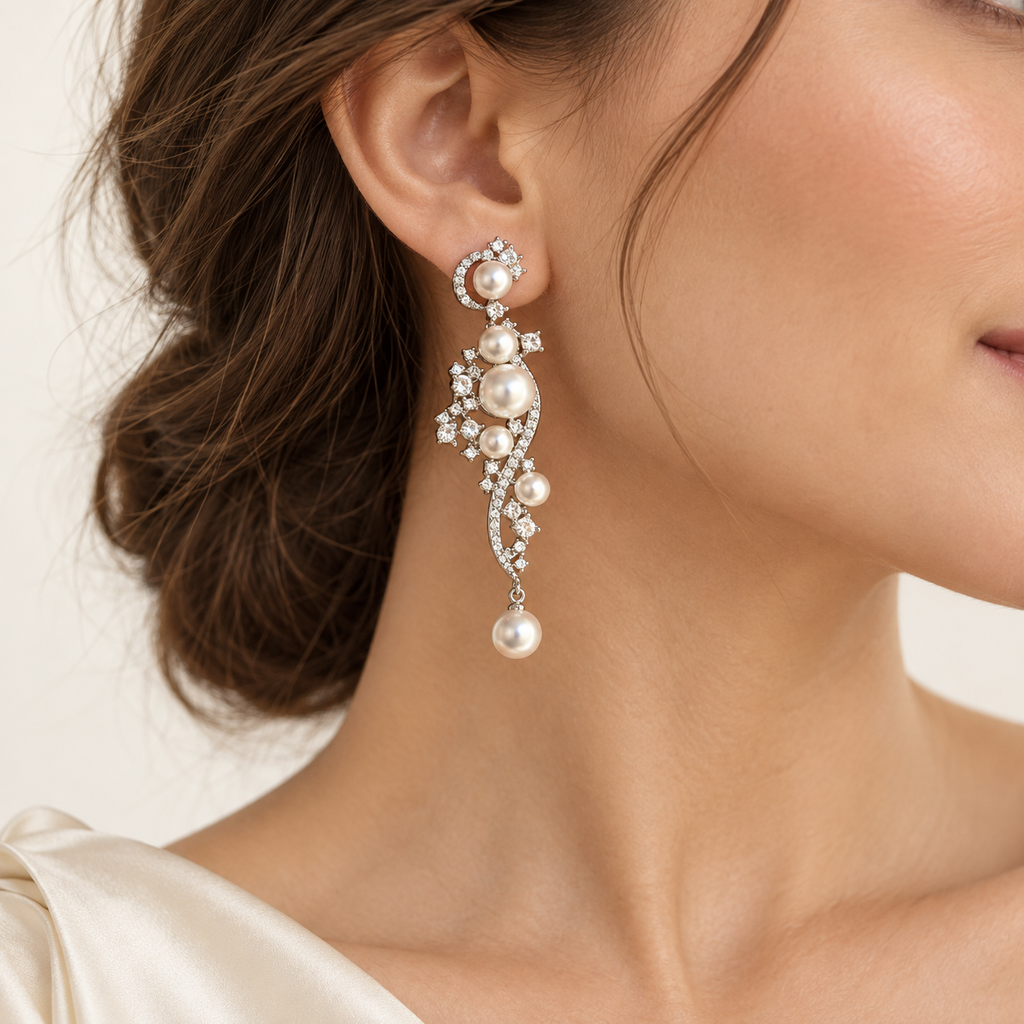 Opaline Pearl Cascade Earrings