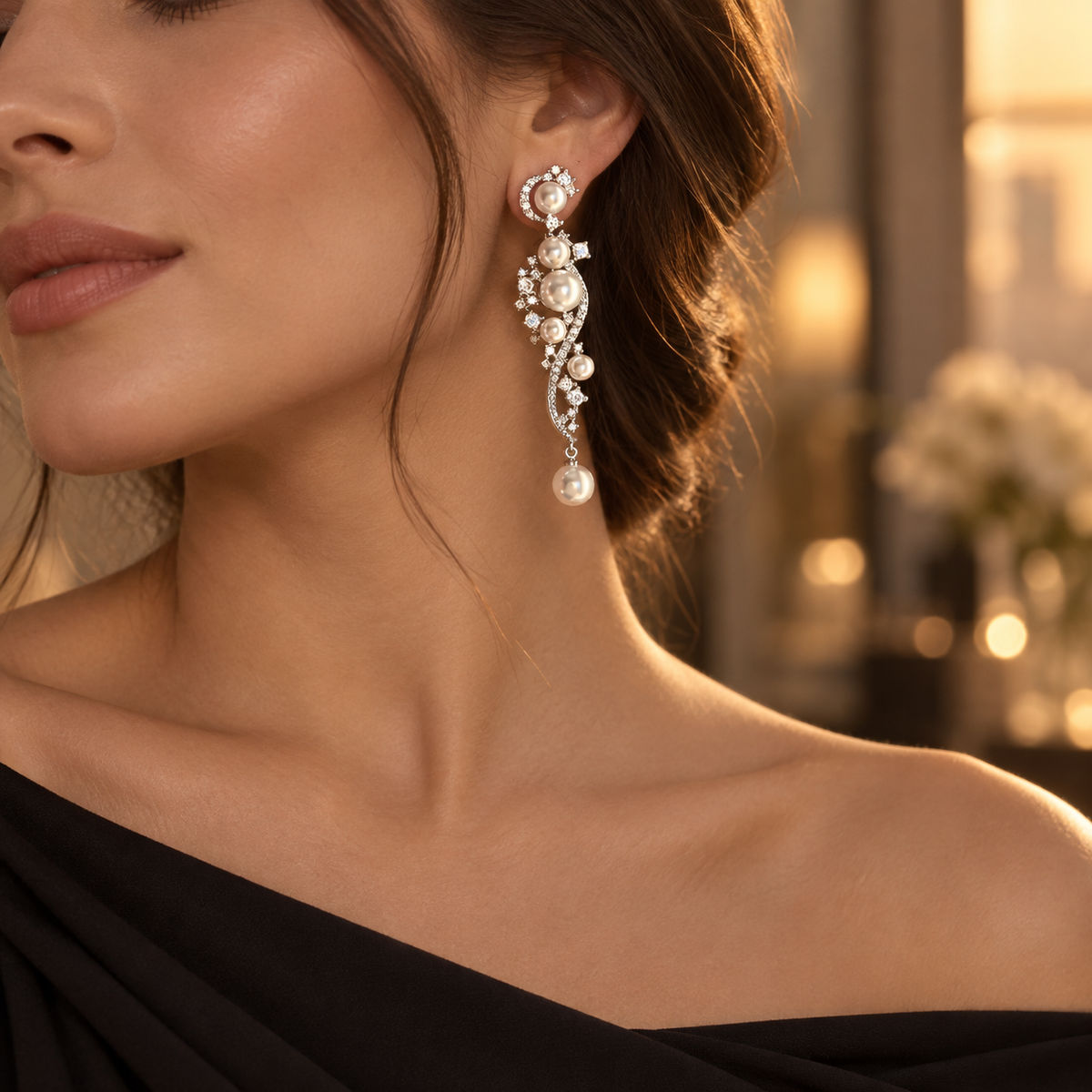 Opaline Pearl Cascade Earrings
