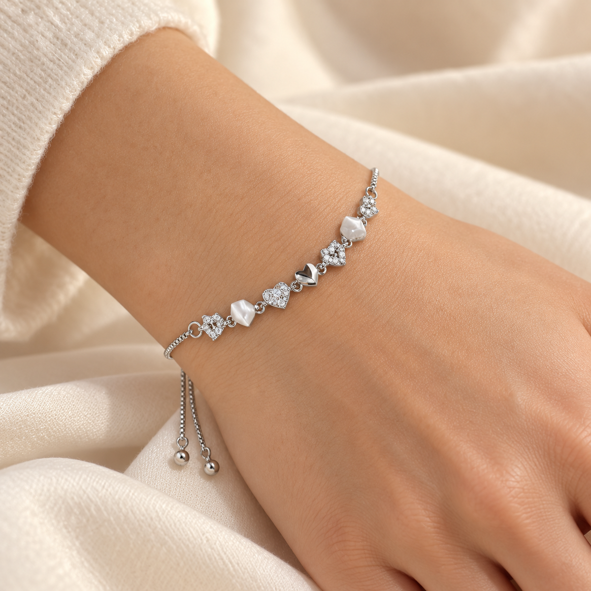 Moonlit Heart Slider Bracelet