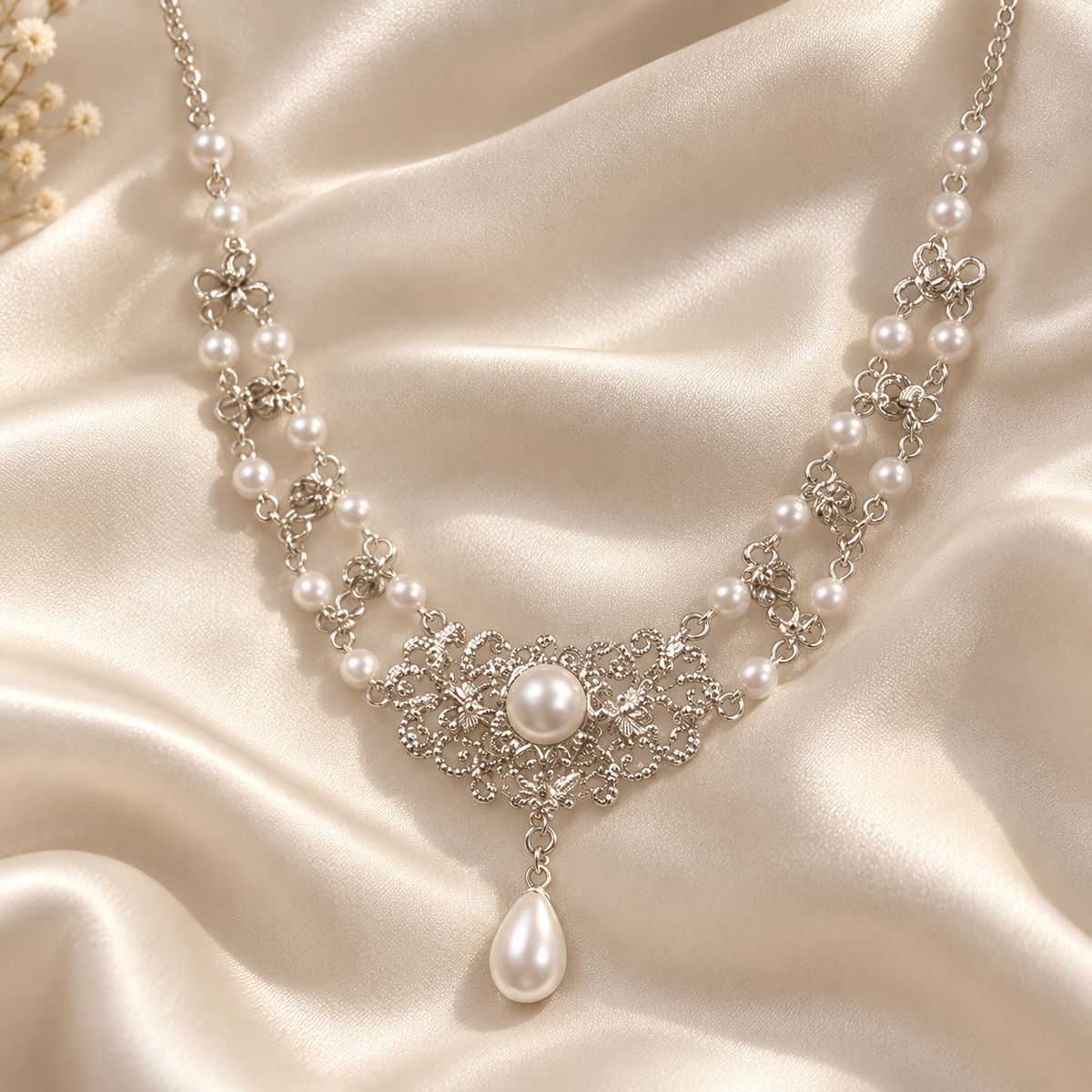 Sparkling Pavé Teardrop Tassel Choker Necklace