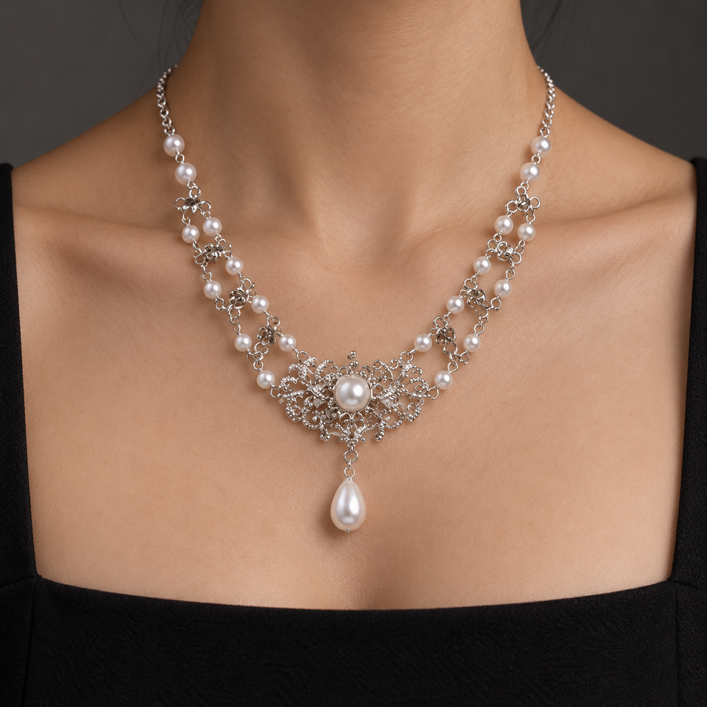 Sparkling Pavé Teardrop Tassel Choker Necklace