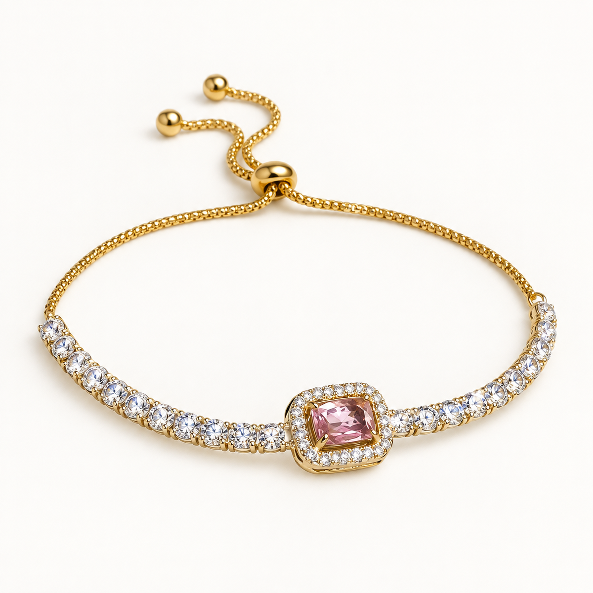 Rosé Square-Cut Slider Bracelet