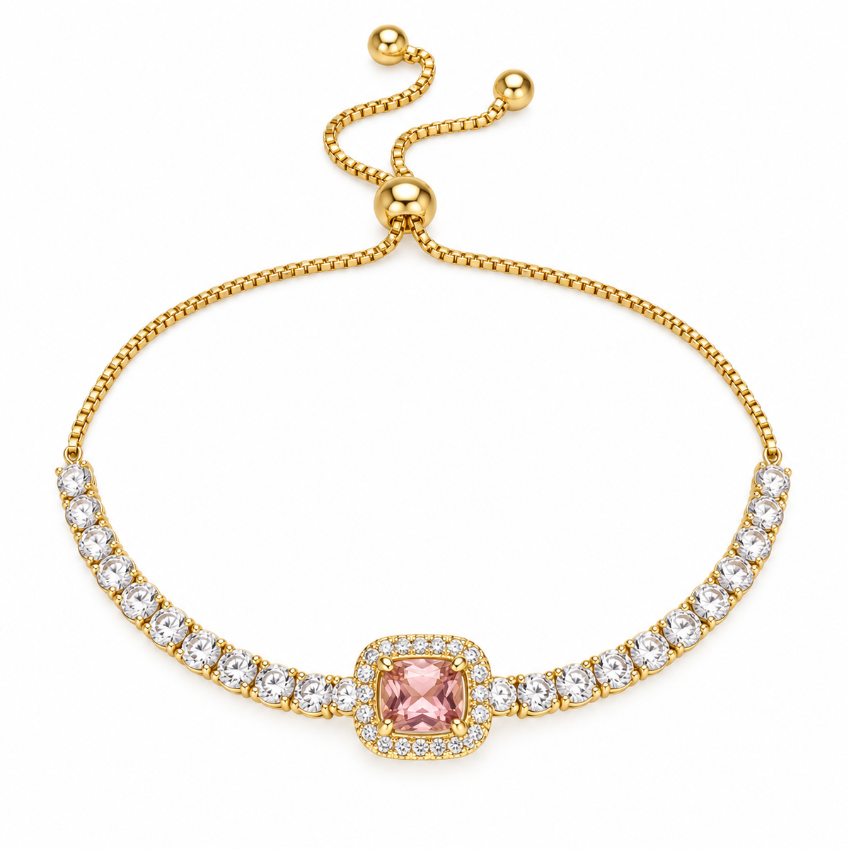 Rosé Square-Cut Slider Bracelet