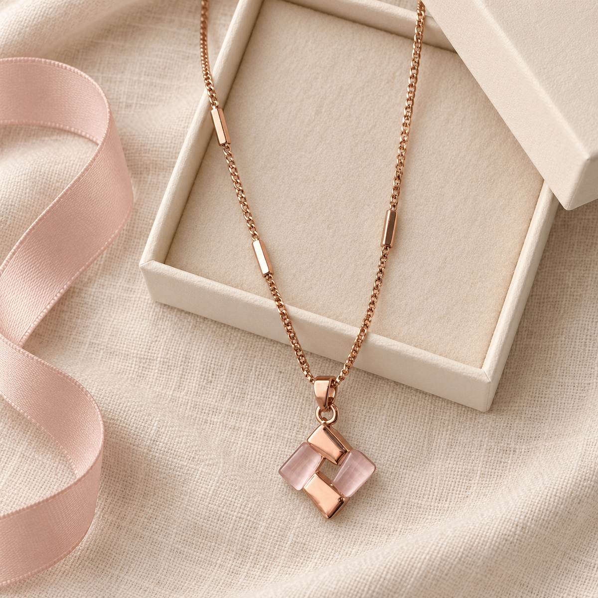 Rosé Geometric Pendant Necklace