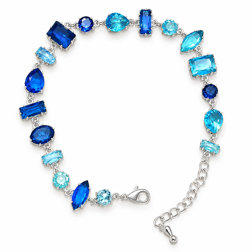 Ocean Blue Mixed-Cut Crystal Bracelet