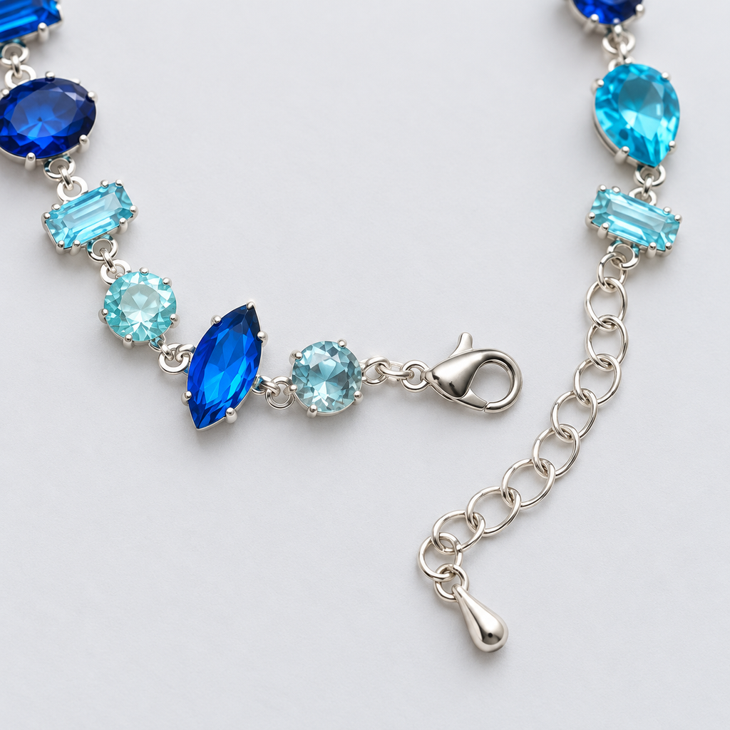 Ocean Blue Mixed-Cut Crystal Bracelet