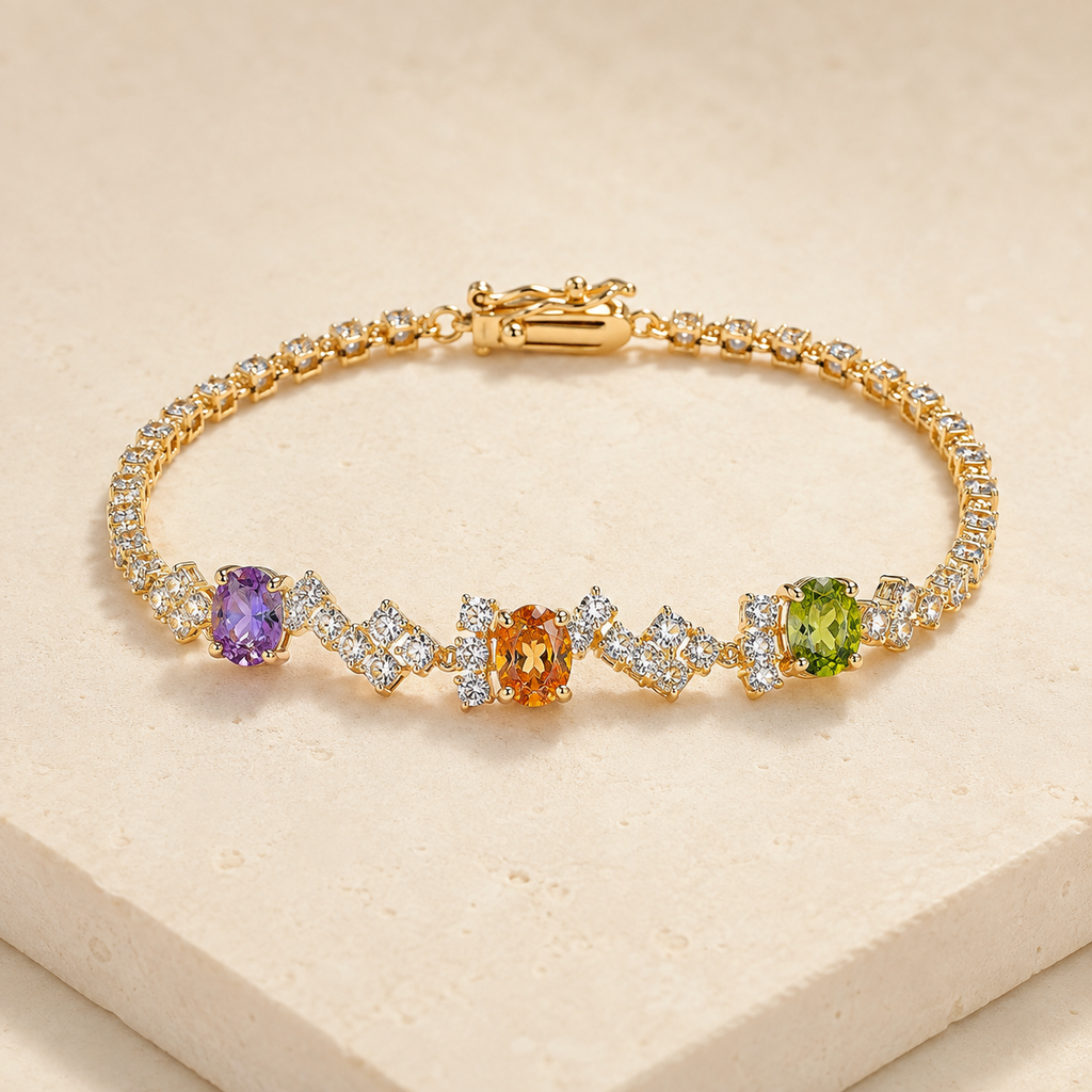 Prism Bloom Multicolor Bracelet on a warm ivory studio background